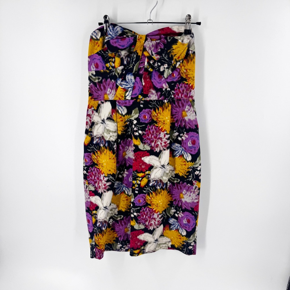 Moulinette Soeurs Floral‎ Bow Strapless Sheath Dress Size 4 Anthropologie